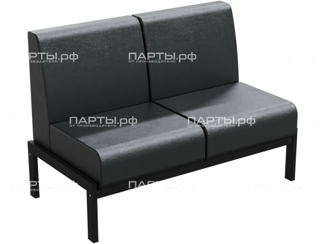 Диван модульный 2-местный "Лофт" 1180х640х820 мм ДМЛ.2-Ч.Ч (обивка - черный, м/к - черный)