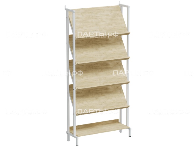 Стеллаж библиотечный демонстрационный "Стандарт" СБД.1.4-Б.Д (дуб "Бардолино", м/к белый)