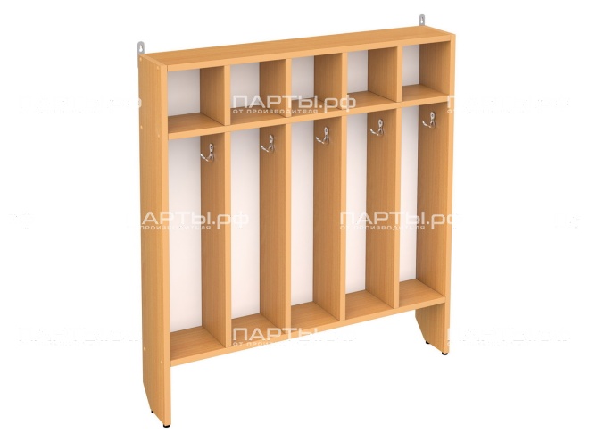 Вешалка для полотенец для детского сада 5-секционная напольная с полкой "бук" ВПД5.1б