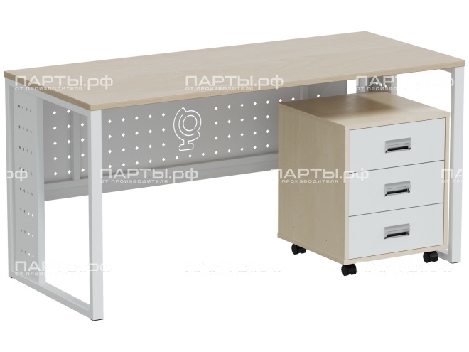 Стол письменный безтумбовый "Квадро" PRO СП.15.65.КП-Б.Д (дуб "Бардолино", м/к белый)