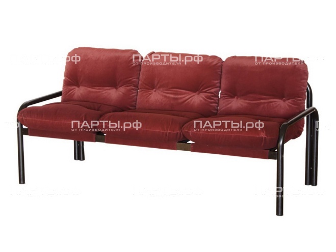 Диван 2-местный со съемными подушками 1700х750х460/800 мм 792.3-КР (обивка - флок красный, м/к черный, круглая труба)