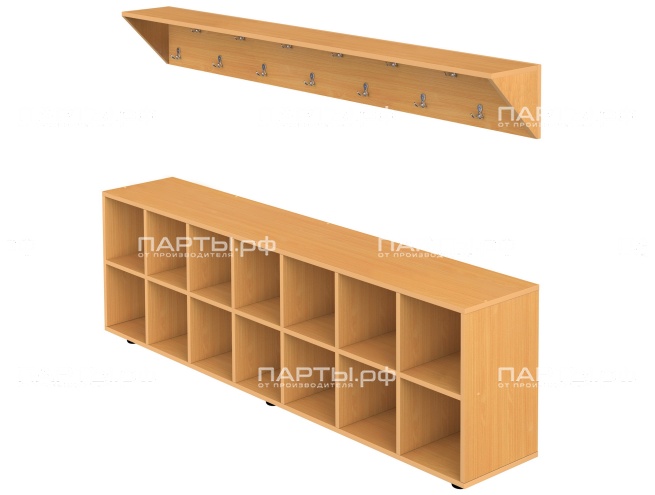 Вешалка напольная пристенная с тумбой для обуви на 14 мест ВШЛт1.14-Б (Бук Бавария) Вешалка напольная пристенная с тумбой для обуви на 14 мест ВШЛт1.14-Б (Бук Бавария)