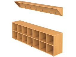 Вешалка напольная пристенная на 14 мест - ВШЛт1.14-Б