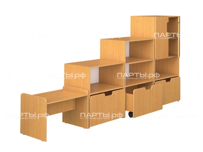 Стенка для группы детского сада для игрушек (набор 2) "бук" ГКД1.00+ГКД2.01+ГКД3.01+ГКД4.02