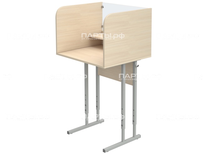 Стол 1-местный лингафонный 4-6 г/р регулируемый школьный СТИр1.46-С.Д (дуб "Молочный", м/к серый, квадратная труба)