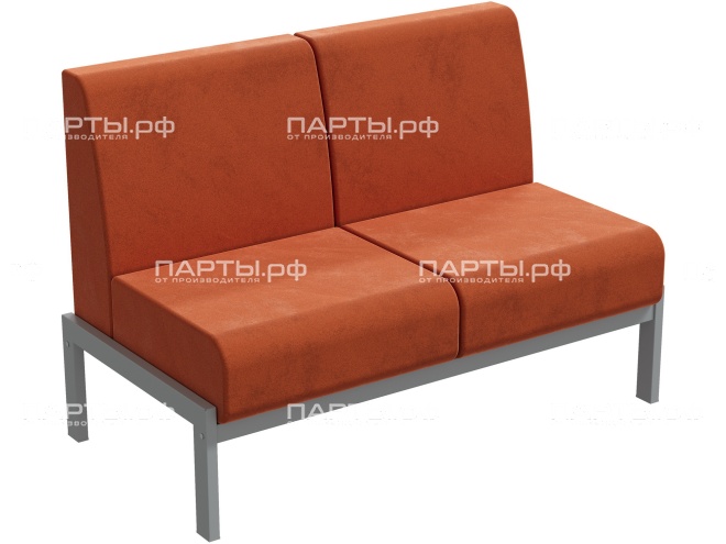 Диван модульный 2-местный "Лофт" 1180х640х820 мм ДМЛ.2-С.О (обивка - оранжевый, м/к - серый)