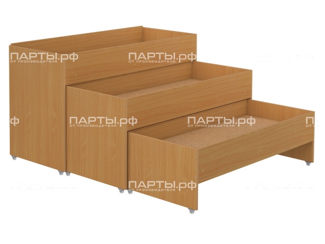 Кровать трехярусная выкатная для детских садов высокая "бук" КРД3.02б