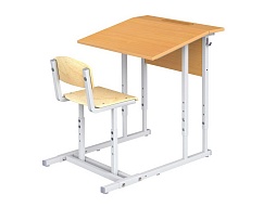 Парта 1-местная 2-4 г/р наклон 10° со стулом - ПРТрстП1.24