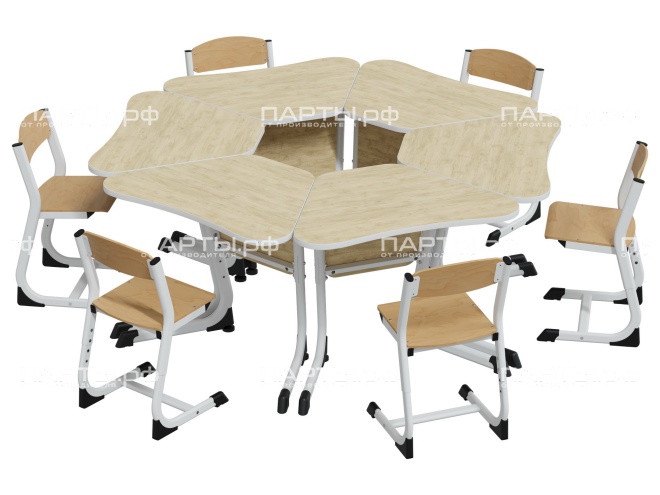 Стол модульный Трапеция 5-7 г/р "Логика" регулируемый СУ.1.57.ЛТ-Б.Д (дуб "Бардолино", м/к белый)