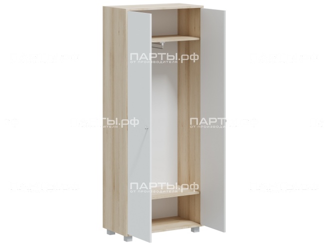 Шкаф для одежды 738х384х1870 мм ШО.5.2 (фасады - белый, корпус - дуб "Бардолино")