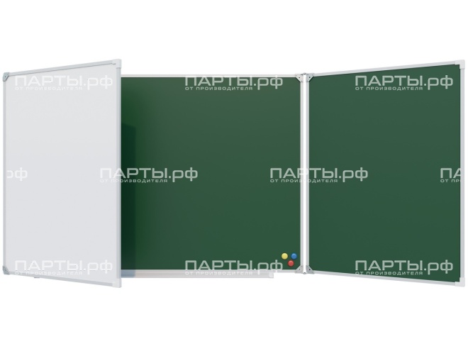Трёхэлементная магнитная доска комбинированная 300x100 см эмаль ДК 3.32 Трёхэлементная магнитная доска комбинированная 300x100 см эмаль ДК 3.32