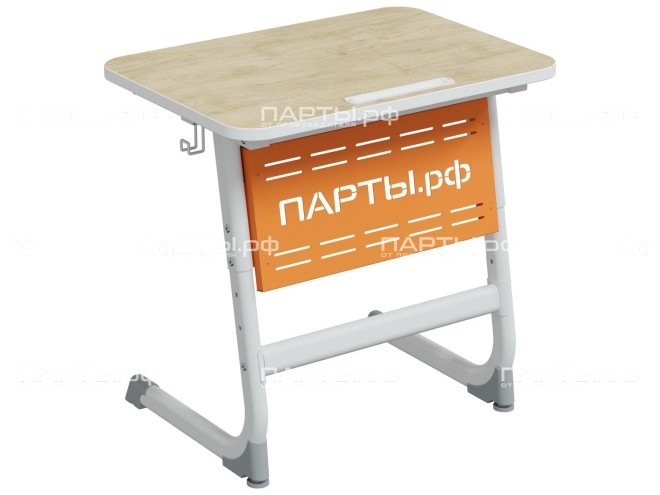 Стол 1-местный школьный 5-7 г/р "Логика" с наклоном столешницы 0-15° и перфорированным экраном СУ.1.57.ЛУП-Б.ДО (дуб "Бардолино"/оранжевый, м/к белый)