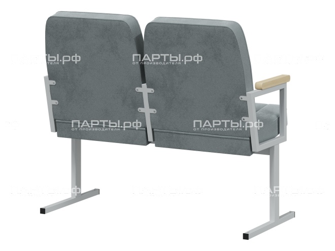 Кресло для актового зала двухсекционное "Пегас" 1055х609х928 мм КА.2.П-С.Z32 (обивка - темно-серый, м/к - серый)