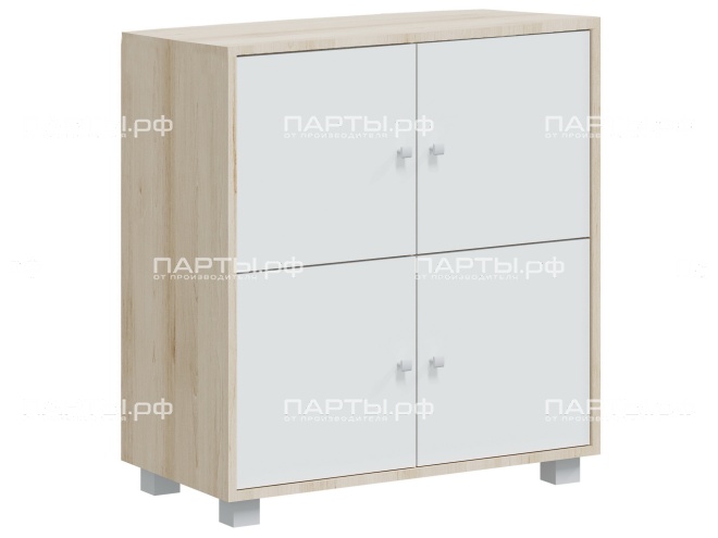 Тумба закрытая 738х384х788 мм, тип 2, ТЗ.2.2.4-Д.Б (фасады белый, корпус дуб "Бардолино")