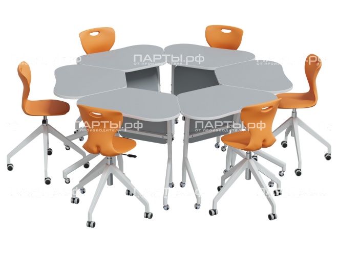 Стол складной Флип-Топ Flip-Top Трапеция 5-7 г/р регулируемый одноместный СС.1.57.ФТ-Б.С (серый, м/к белый)