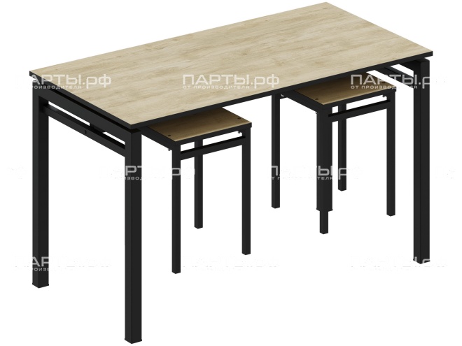 Стол обеденный 4-х местный с креплением для табуретов СО.4.12.КТ-Ч.Д (дуб "Бардолино", м/к черный)