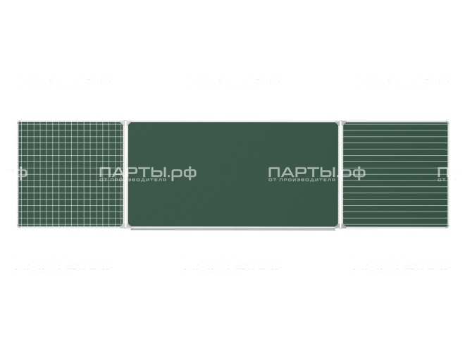 Трехэлементная разлинованная доска "Клетка Линейка" меловая магнитная 400x100 см ДР(з)-35кл