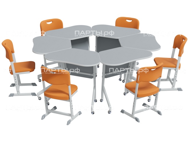 Стол складной Флип-Топ Flip-Top Трапеция 5-7 г/р регулируемый одноместный СС.1.57.ФТ-Б.С (серый, м/к белый)