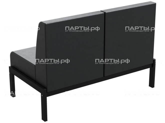Диван модульный 2-местный "Лофт" 1180х640х820 мм ДМЛ.2-Ч.Ч (обивка - черный, м/к - черный)