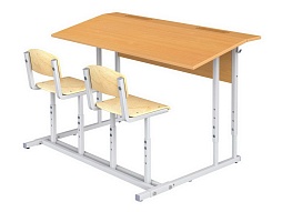 Парта 2-местная 2-4 г/р наклон 10° со стульями - ПРТрстП2.24