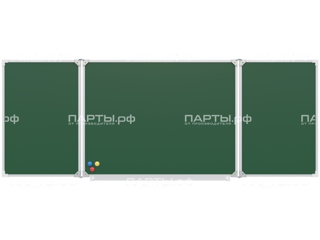 Трёхэлементная магнитная доска для мела 200x75 см эмаль ДЗ 3.31