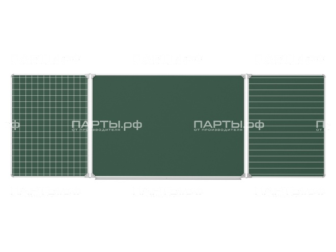 Трехэлементная разлинованная доска "Клетка Линейка" меловая магнитная 300x100 см ДР(з)-32кл