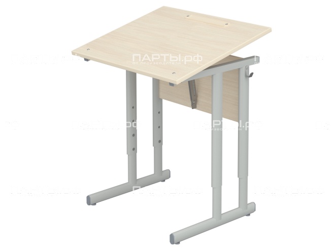Стол с наклоном столешницы 0-35° школьный 1-местный 4-6 г/р регулируемый СТОрон1.46-С.Д (дуб, м/к серый, плоскоовальная труба)