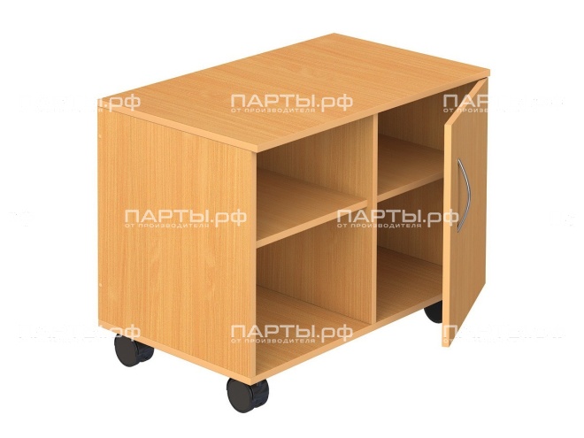 Тумба под оргтехнику мобильная с полкой и дверью на колесах ТМБк2
