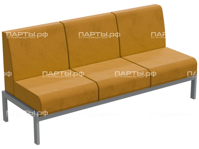 Диван модульный 3-местный "Лофт" 1760х640х820 мм ДМЛ.3-С.Ж (обивка - желтый, м/к - серый)