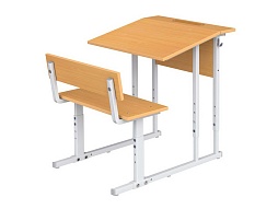 Парта 1-местная 2-4 г/р наклон 10° со скамьёй - ПРТрскП1.24