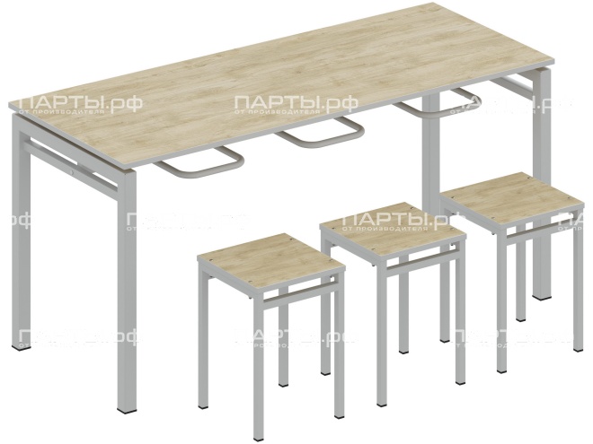 Стол обеденный 6-ти местный с креплением для табуретов СО.6.15.КТ-Б.Д (дуб "Бардолино", м/к белый)