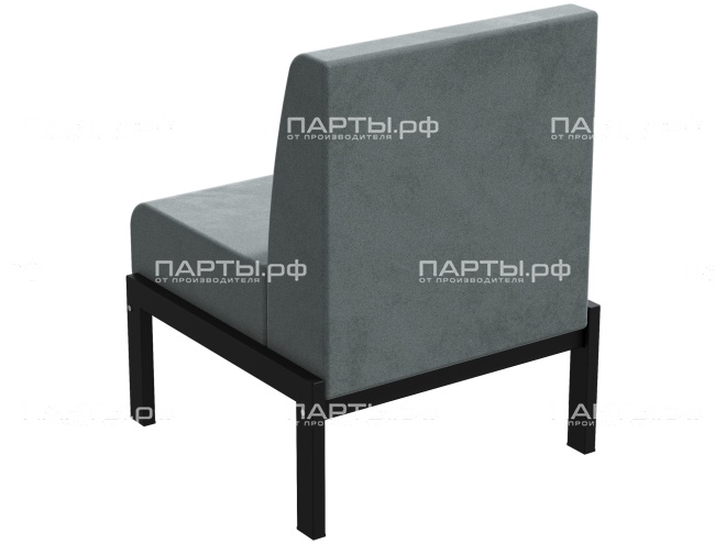 Диван модульный 1-местный "Лофт" 600х640х820 мм ДМЛ.1-Ч.С (обивка - серый, м/к - черный)