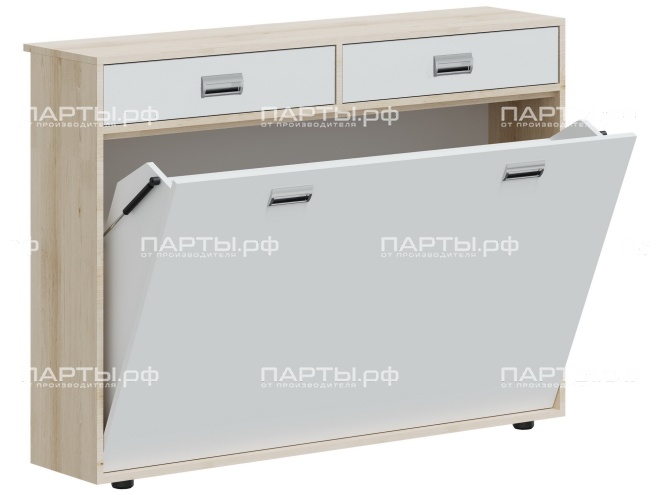 Плакатница под классную доску 1000х300х950 мм, тип 2, П.2-Д.Б (фасады белый, корпус дуб "Бардолино")