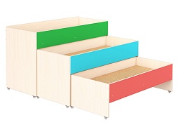 Кровать 3-ярусная выкатная высокая "цветная" - КРД3.02дц