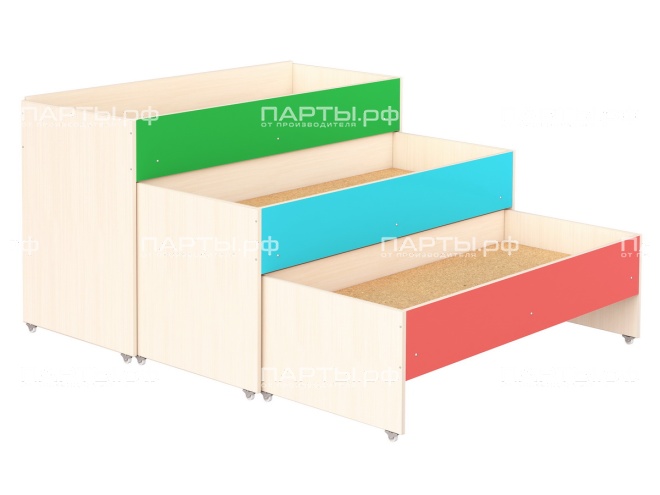 Кровать трехярусная выкатная для детских садов высокая "дуб цветной" КРД3.02дц Кровать трехярусная выкатная для детских садов высокая "дуб цветной" КРД3.02дц