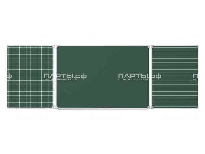 Трехэлементная разлинованная доска "Клетка Линейка" меловая магнитная 300x100 см ДР(з)-32кл