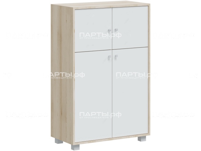 Тумба высокая 738х384х1149 мм, тип 6, ТВ.3.2.4-Д.Б (фасады белый, корпус дуб "Бардолино")