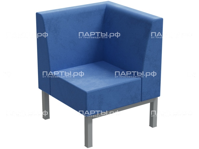 Диван модульный угловой "Лофт" 640х640х820 мм ДМЛ.У-С.Г (обивка - голубой, м/к - серый)