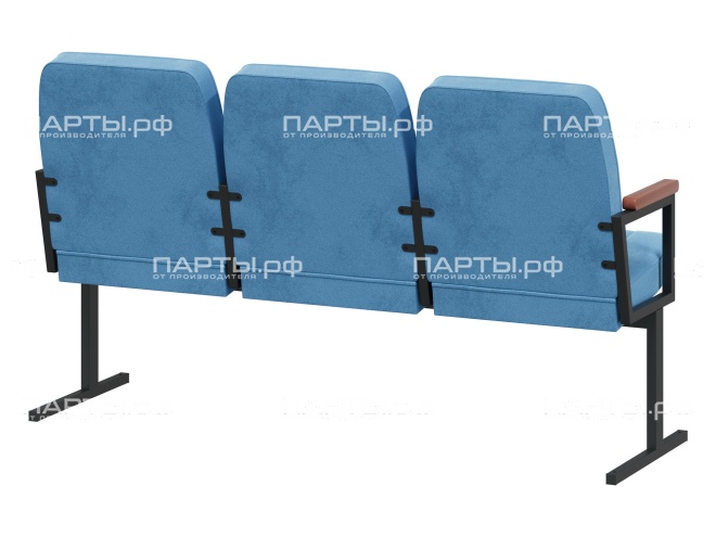 Кресло для актового зала трехсекционное "Пегас" 1570х609х928 мм КА.3.П-Ч.Z47 (обивка - голубой, м/к - черный)