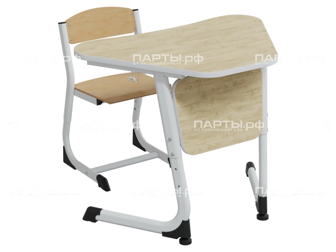 Стол модульный Трапеция 5-7 г/р "Логика" регулируемый СУ.1.57.ЛТ-Б.Д (дуб "Бардолино", м/к белый)