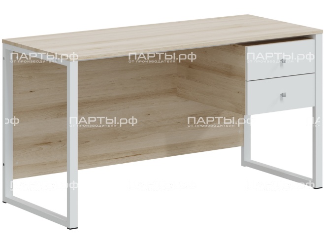 Стол письменный однотумбовый "Квадро" с 2-мя ящиками СО.14.6.2.К-Б.ДБ (дуб "Бардолино"/белый, м/к белый)