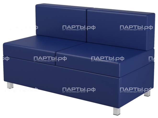 Диван 2-местный модульный на металлокаркасе 1200х610х425/720 мм 790.2-СН (обивка - экокожа синий, м/к квадратная труба)