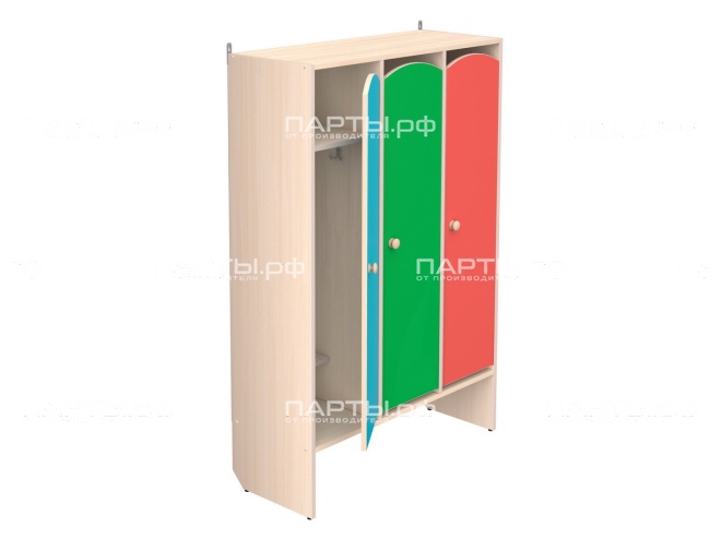 Шкафчик для детского сада для раздевалок 3-секционный "дуб цветной" ШКД3дц