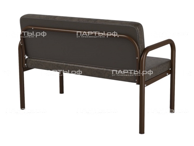 Диван 2-местный 1200х610х430/775 мм 880.2-З (обивка - винилискожа зеленый, м/к черный, круглая труба)