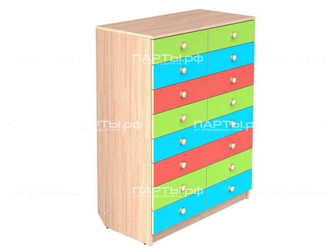 Комод детский с ящиками для детского сада на 16 ящиков "дуб цветной" КМД16дц