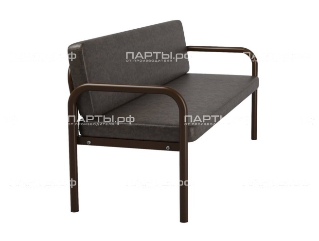 Диван 3-местный 1600х610х430/775 мм 880.3-З (обивка - винилискожа зеленый, м/к черный, круглая труба)