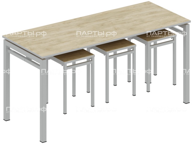 Стол обеденный 6-х местный с креплением для табуретов СО.6.15.КТ-Б.Д (дуб "Бардолино", м/к белый)