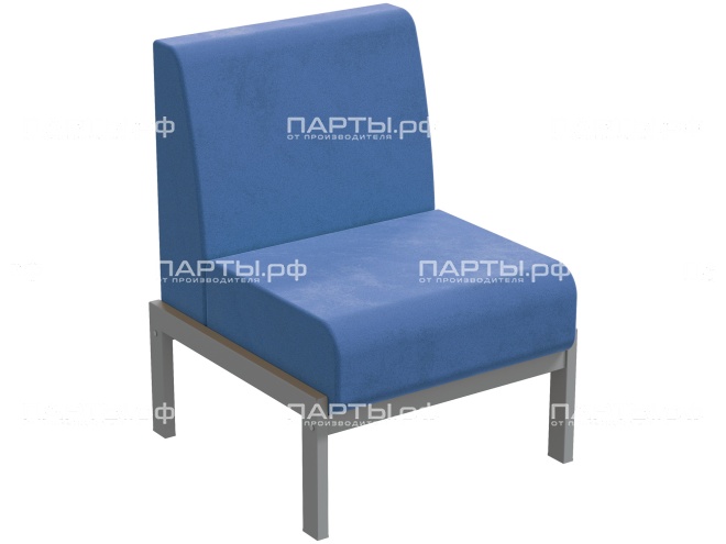 Диван модульный 1-местный "Лофт" 600х640х820 мм ДМЛ.1-С.Г (обивка - голубой, м/к - серый)