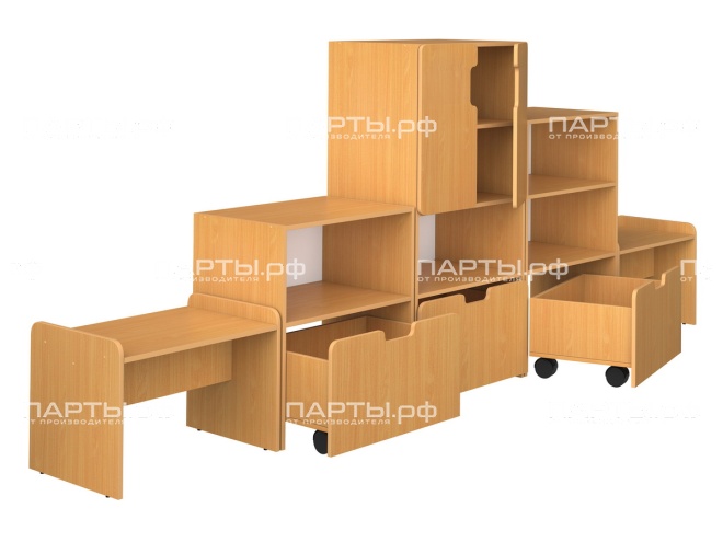 Стенка для группы детского сада для игрушек (набор 4) "бук" 2хГКД1.00+ГКД2.01+ГКД3.01+ГКД4.02