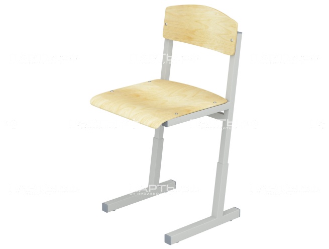 Стул школьный ученический 4-6 г/р регулируемый СТУрв1.46 (фанера, м/к серый, квадратная труба)